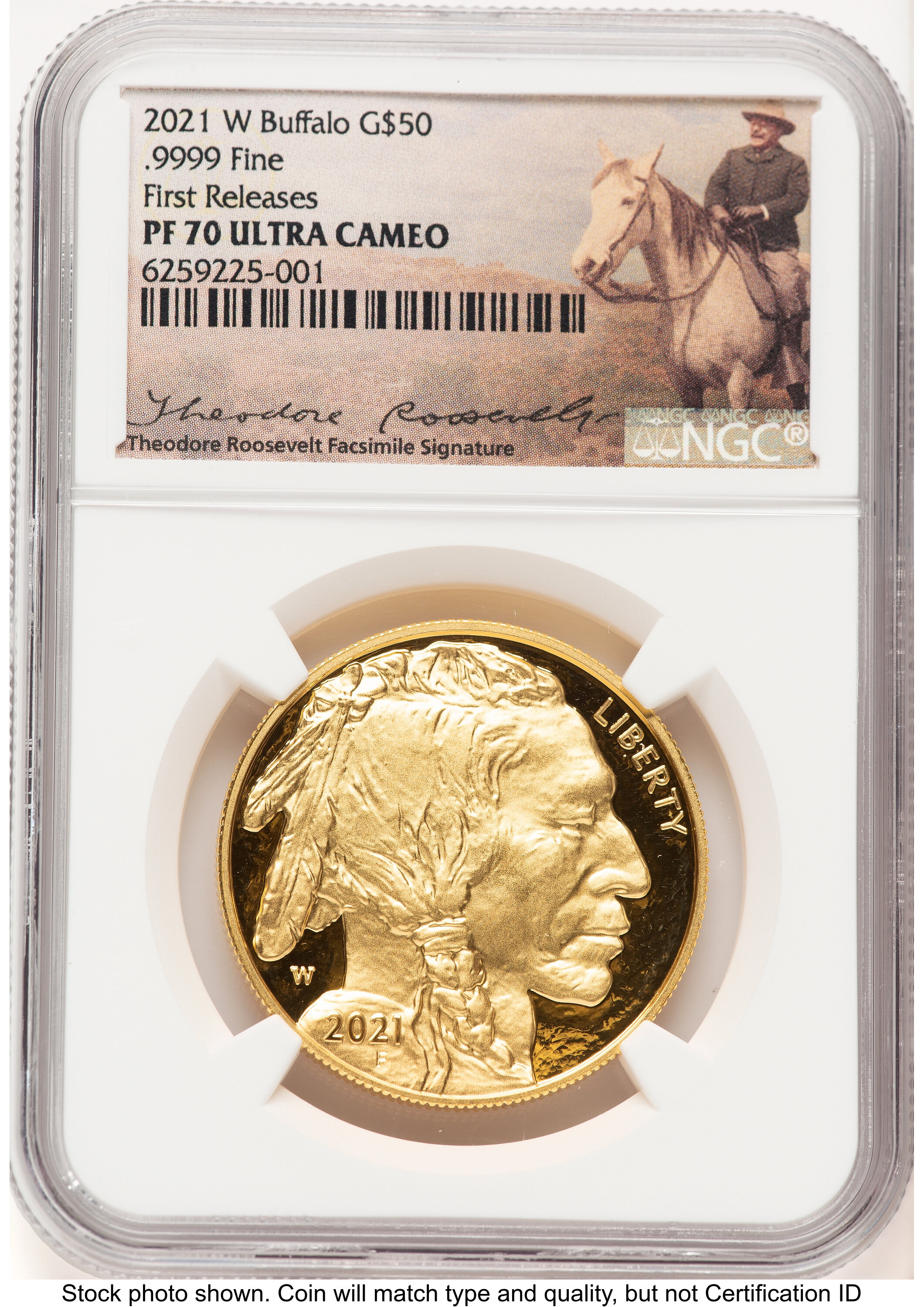 2021-W Proof Gold Buffalo 1 oz FR Theodore Roosevelt 70 NGC
