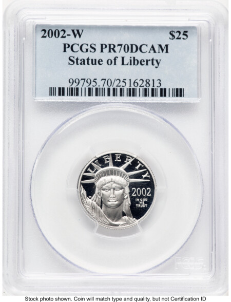 2002-W Proof Platinum Eagle 1/4 oz Blue Label 70 PCGS
