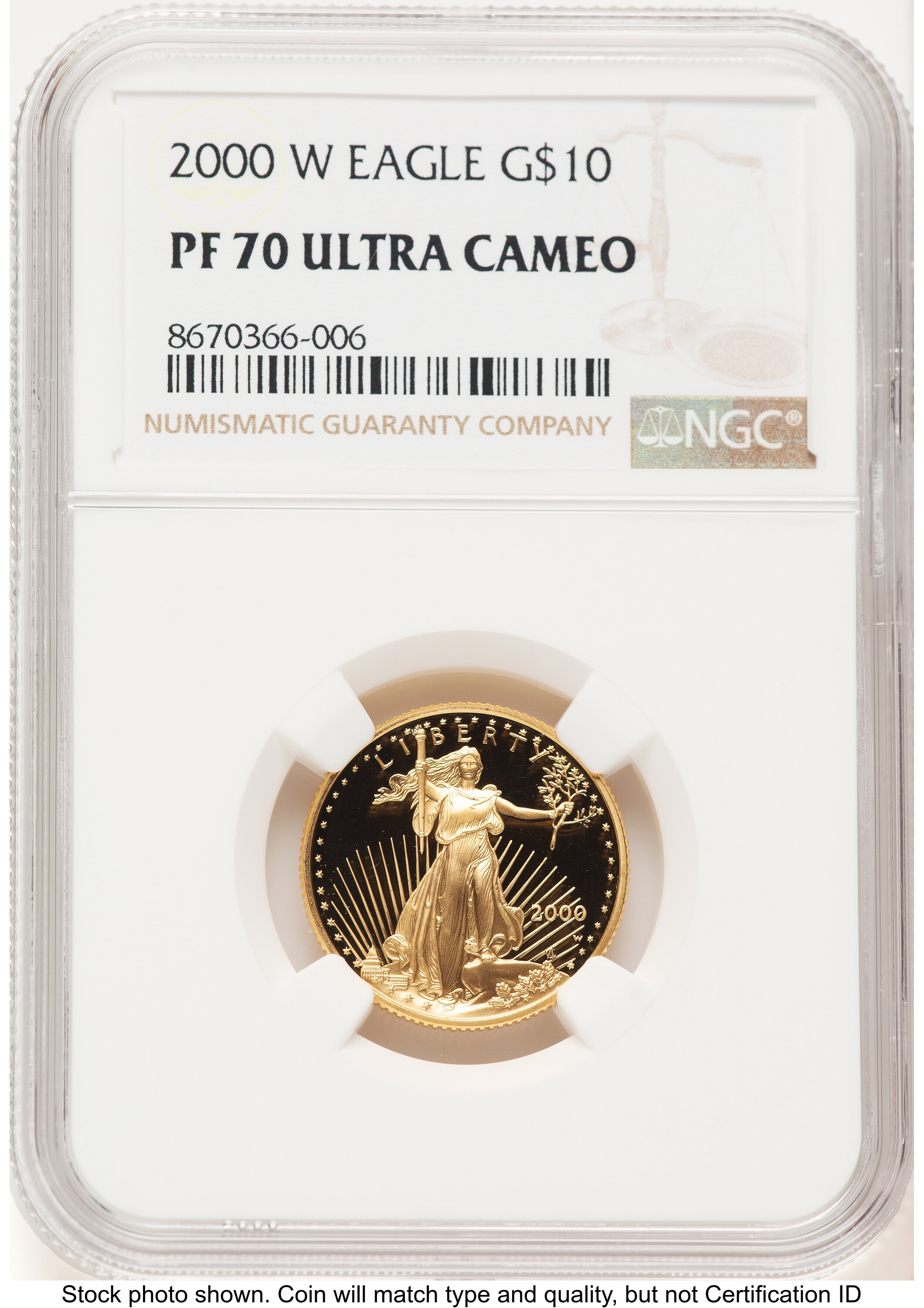 2000-W Proof Gold Eagle 1/4 oz Brown Label 70 NGC