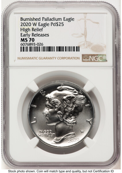 2020-W Palladium Eagle 1 oz Burnished ER Brown Label 70 NGC
