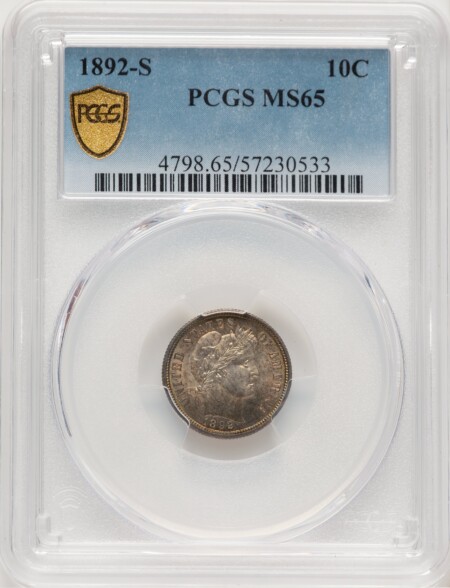 1892-S 10C PCGS Secure 65 PCGS