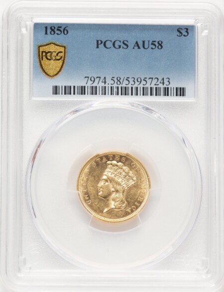 1856 $3 PCGS Secure 58 PCGS