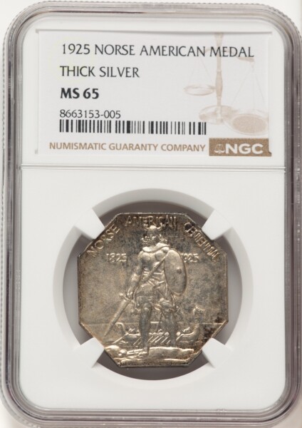 1925 Medal Norse Thick Planchet, MS 65 NGC