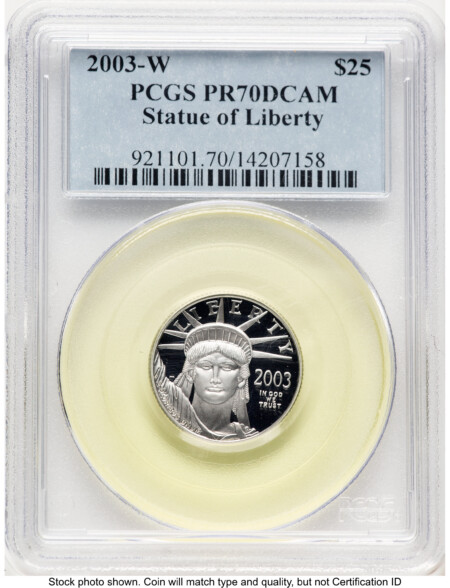 2003-W Proof Platinum Eagle 1/4 oz Blue Label 70 PCGS