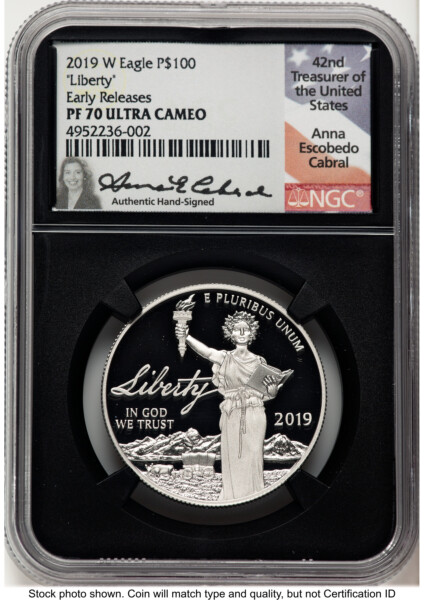 2019-W Proof Platinum Eagle 1 oz ER Anna Cabral Blk Core 70 NGC