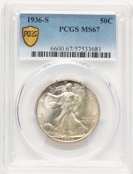 1936-S 50C PCGS Secure 67 PCGS