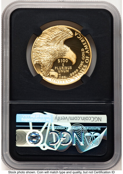 2019-W G$100 American Liberty High Relief, Enhanced 2021 US Mint Auction Miles Standish Blk Core 70 NGC