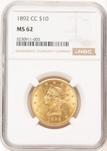 1892-CC $10 62 NGC