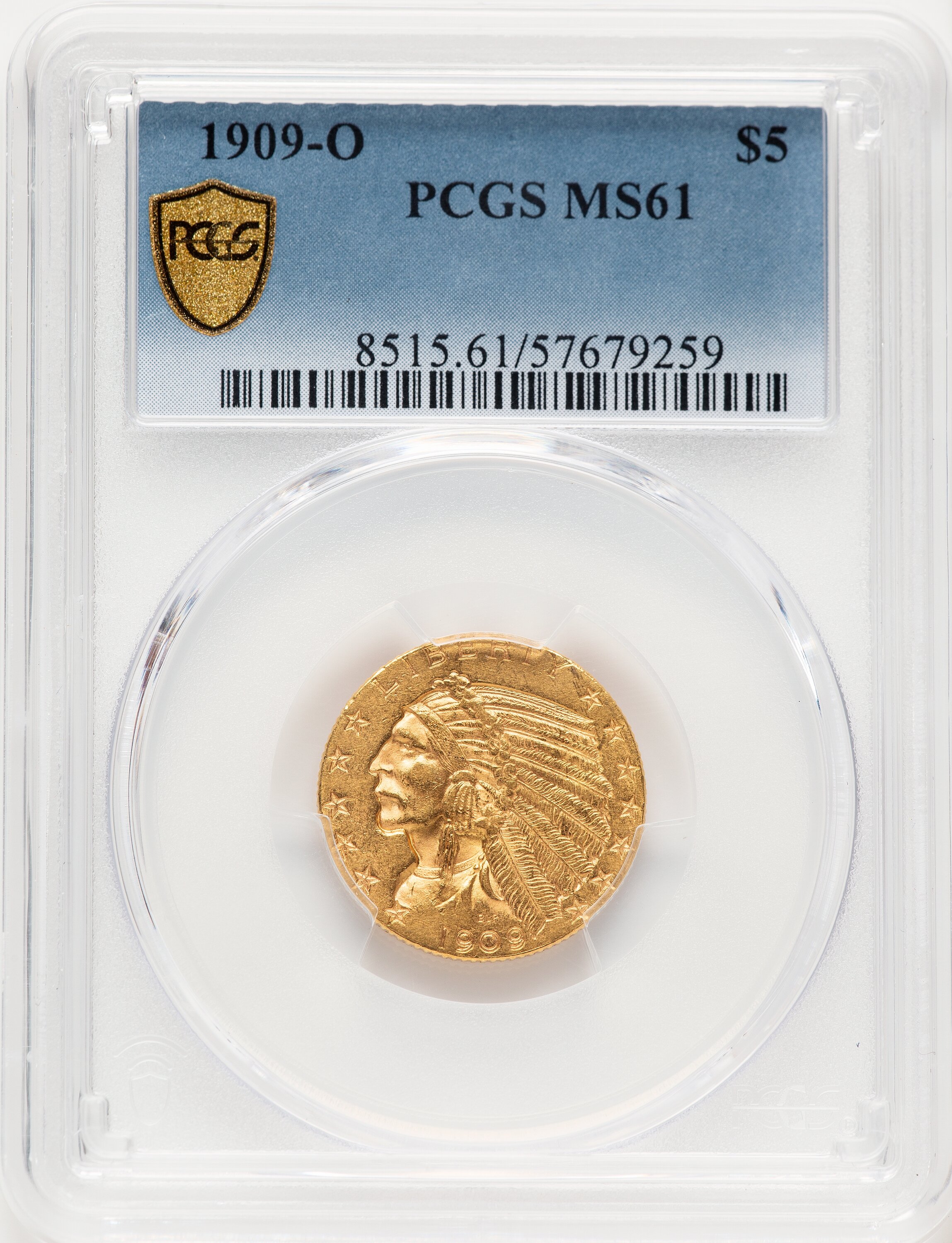 1909-O $5 PCGS Secure 61 PCGS