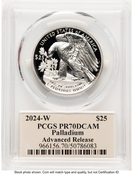 2024-W Palladium Eagle 1 oz, PR AR Thomas Cleveland Art Deco 70 PCGS