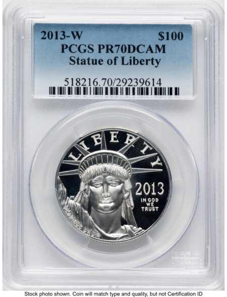 2013-W Proof Platinum Eagle 1 oz Blue Gradient 70 PCGS
