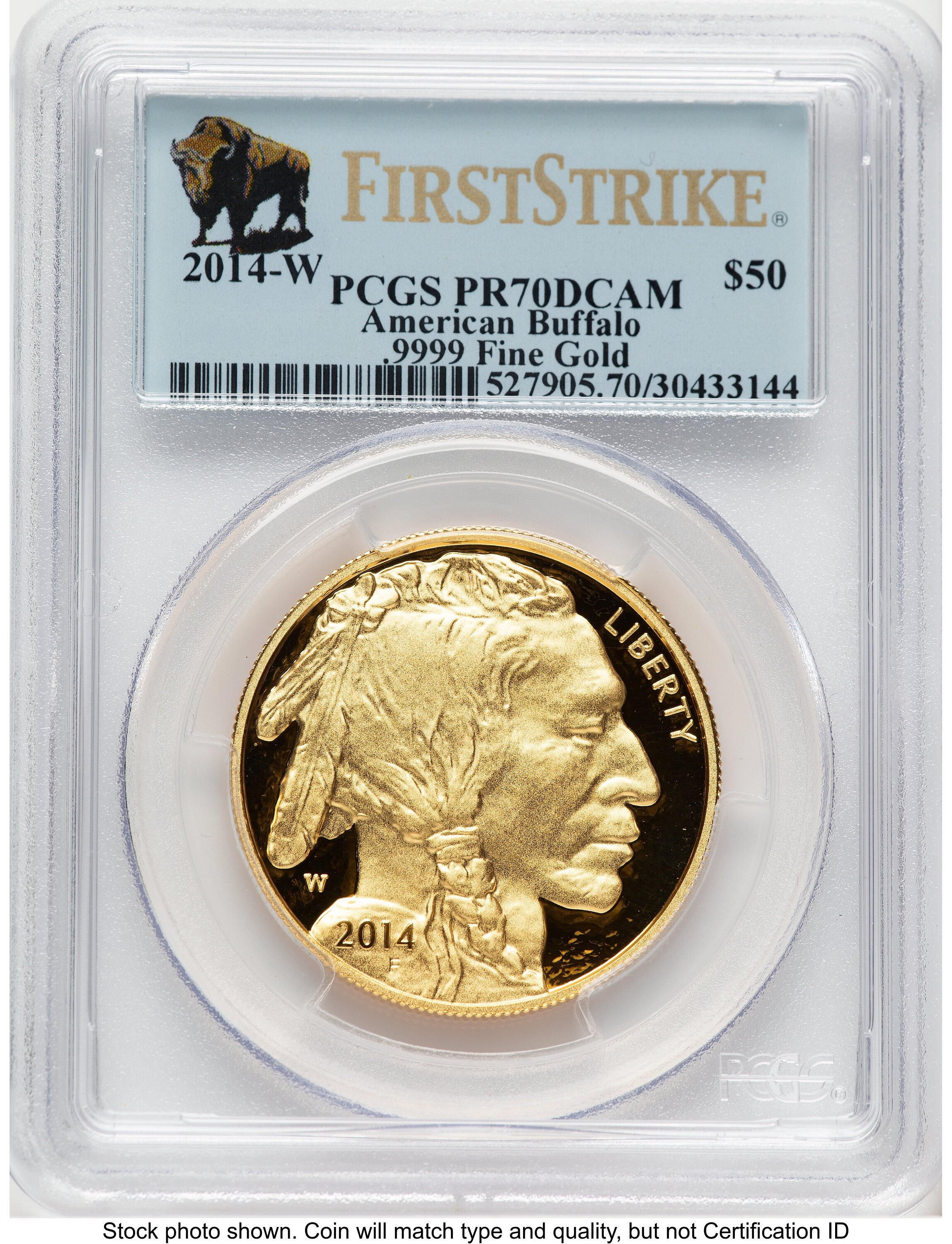 2014-W Proof Gold Buffalo 1 oz FS Bison Label 70 PCGS