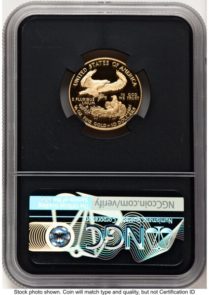 1995-W Proof Gold Eagle 1/4 oz Miles Standish Blk Core 70 NGC