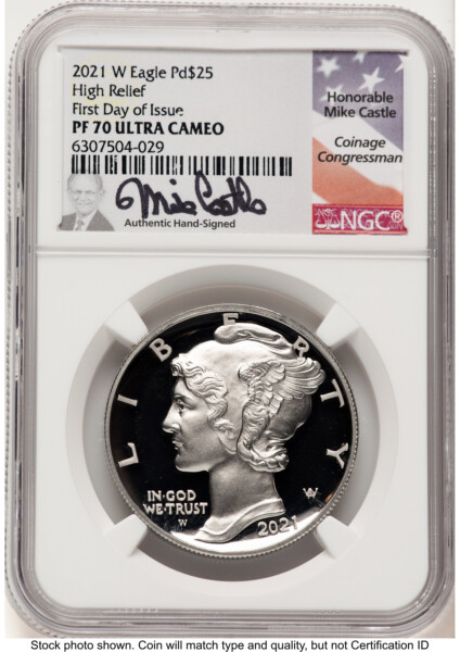 2021-W Palladium Eagle 1 oz, PR FDI Mike Castle 70 NGC