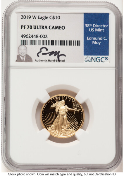 2019-W Proof Gold Eagle 1/4 oz Ed Moy 70 NGC