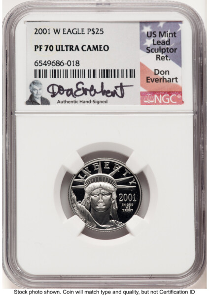 2001-W Proof Platinum Eagle 1/4 oz Don Everhart 70 NGC