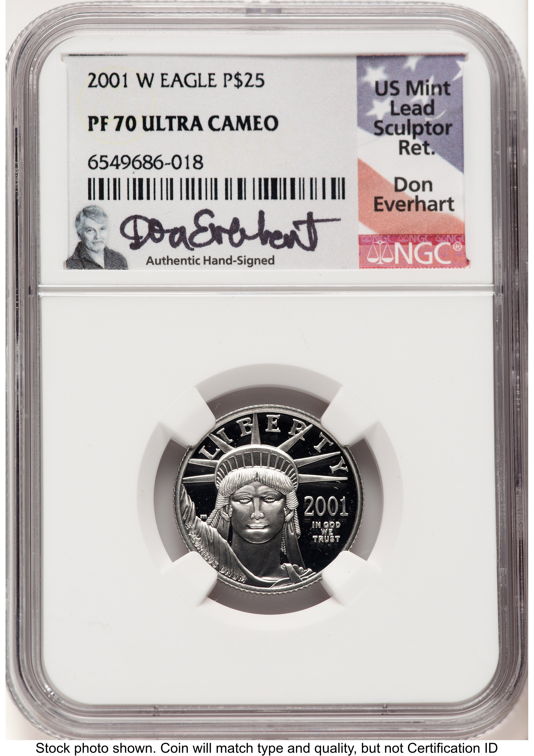 2001-W Proof Platinum Eagle 1/4 oz Don Everhart 70 NGC