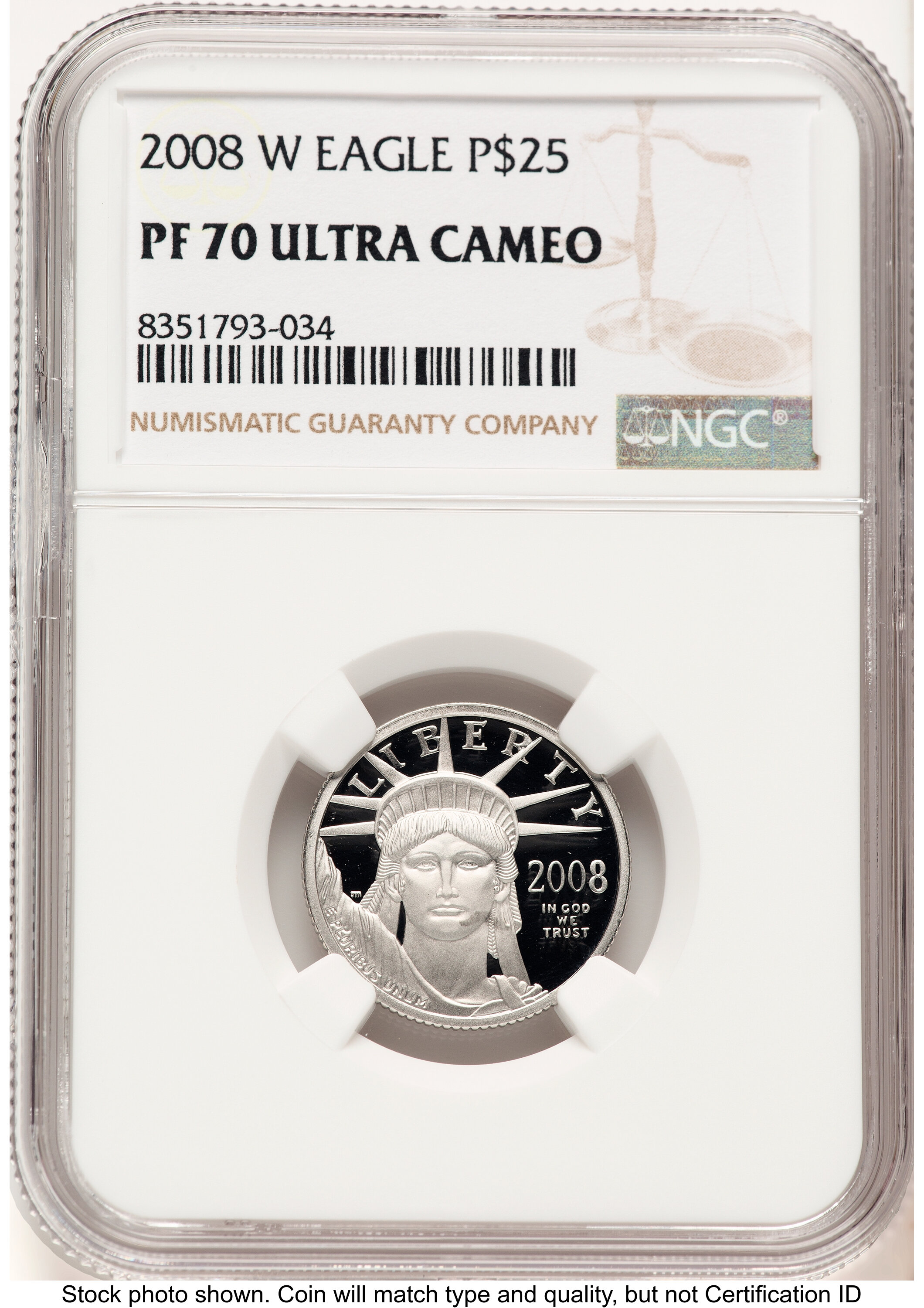 2008-W Proof Platinum Eagle 1/4 oz Brown Label 70 NGC
