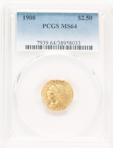 1908 $2 1/2 Blue Gradient 64 PCGS