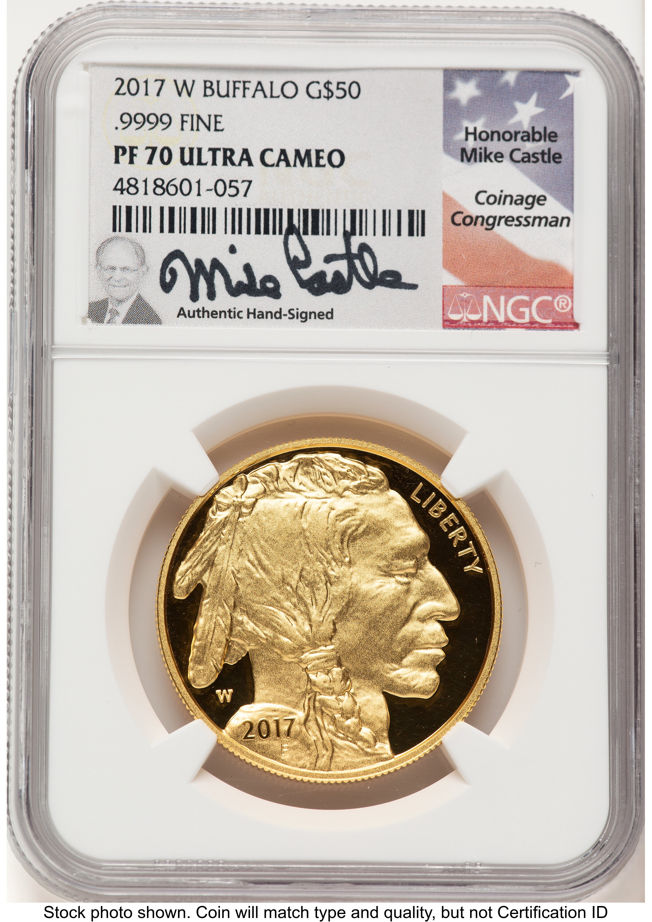2017-W Proof Gold Buffalo 1 oz Mike Castle 70 NGC