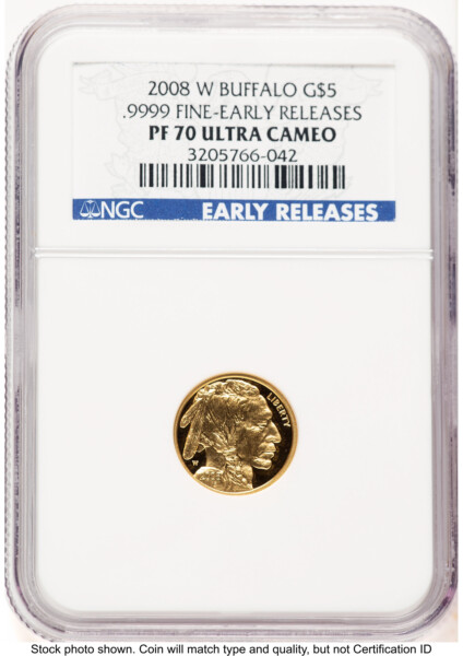 2008-W Proof Gold Buffalo 1/10 oz ER Blue 70 NGC