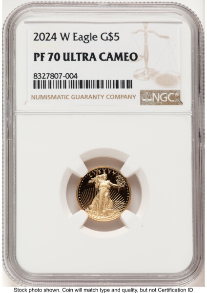 2024-W Proof Gold Eagle 1/10 oz Brown Label 70 NGC