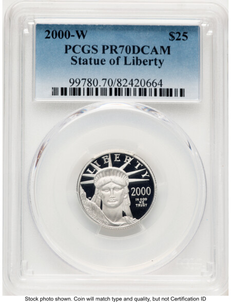 2000-W Proof Platinum Eagle 1/4 oz Blue Gradient 70 PCGS