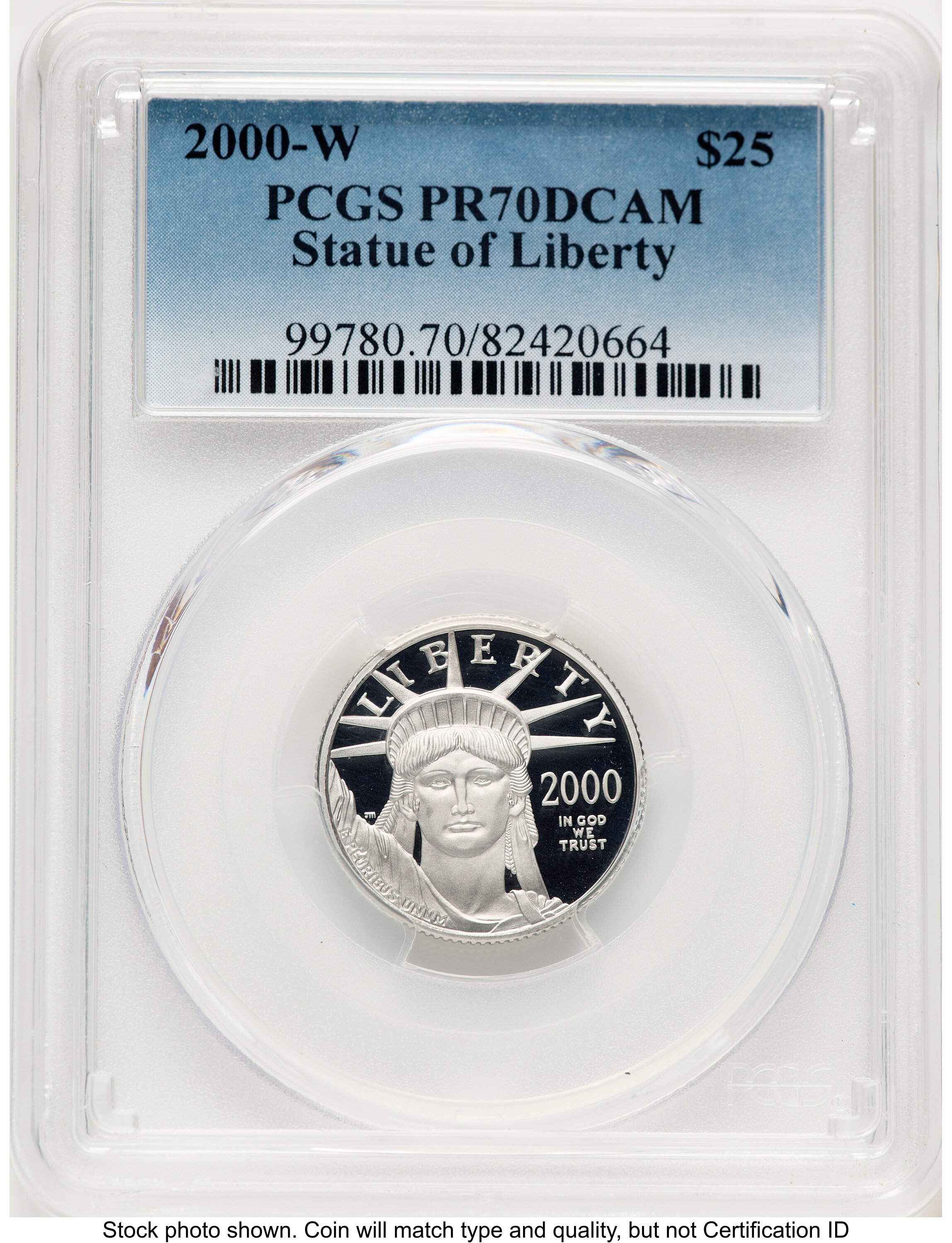 2000-W Proof Platinum Eagle 1/4 oz Blue Gradient 70 PCGS