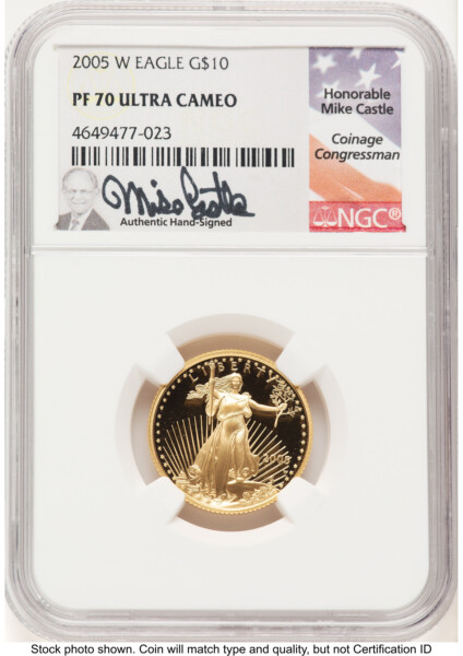 2005-W Proof Gold Eagle 1/4 oz Mike Castle 70 NGC