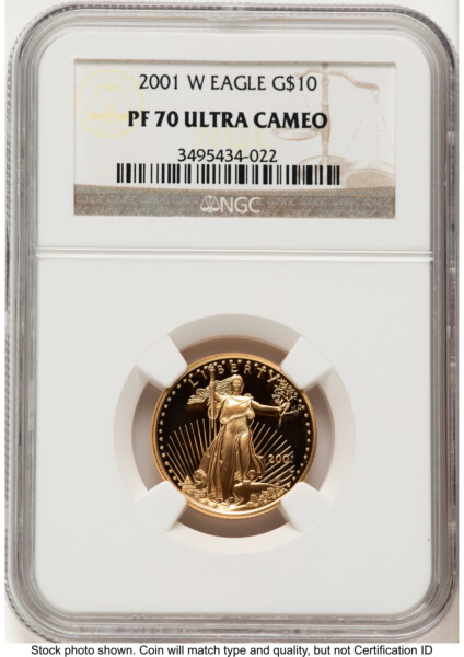 2001-W Proof Gold Eagle 1/4 oz Brown Label 70 NGC