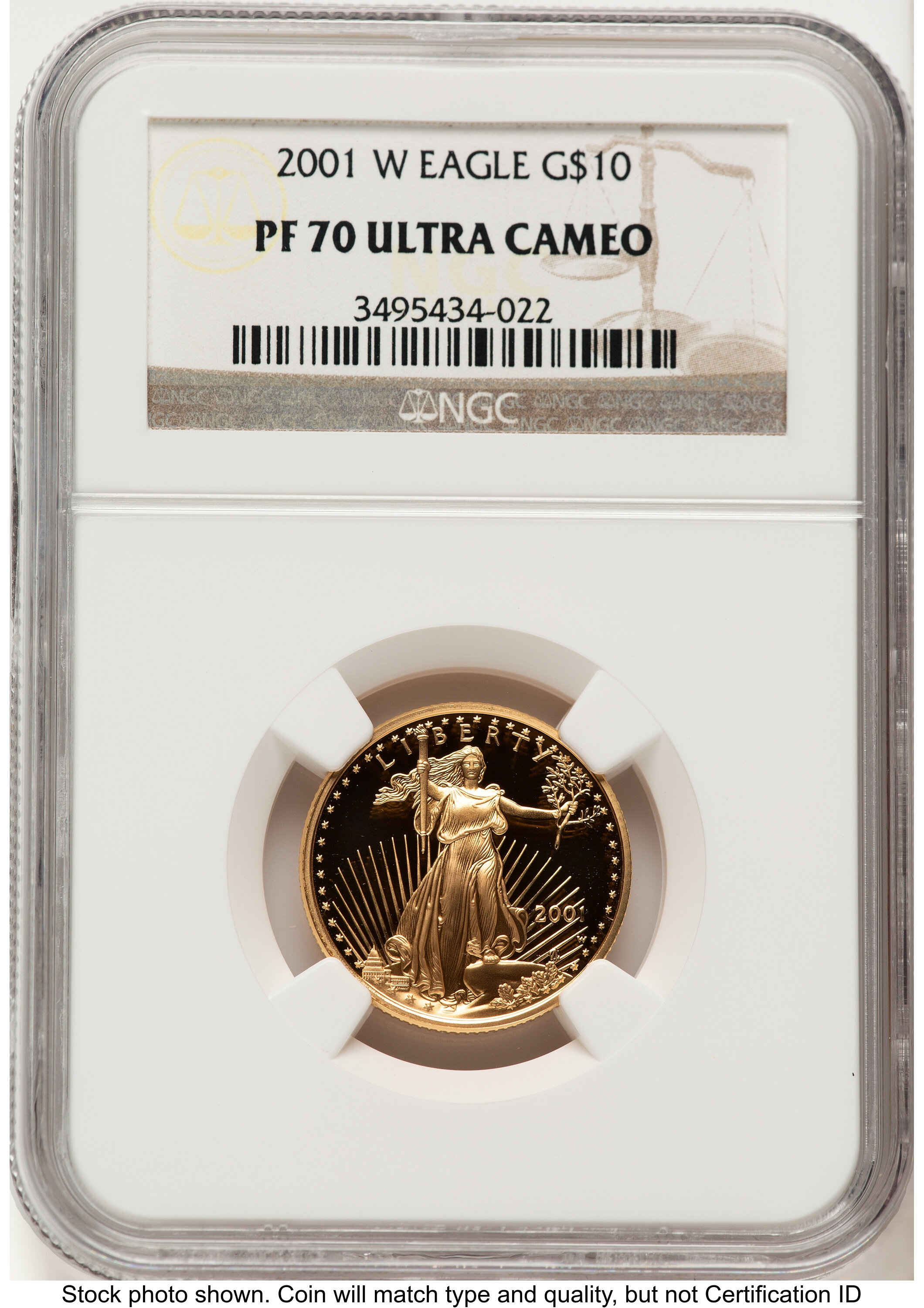 2001-W Proof Gold Eagle 1/4 oz Brown Label 70 NGC