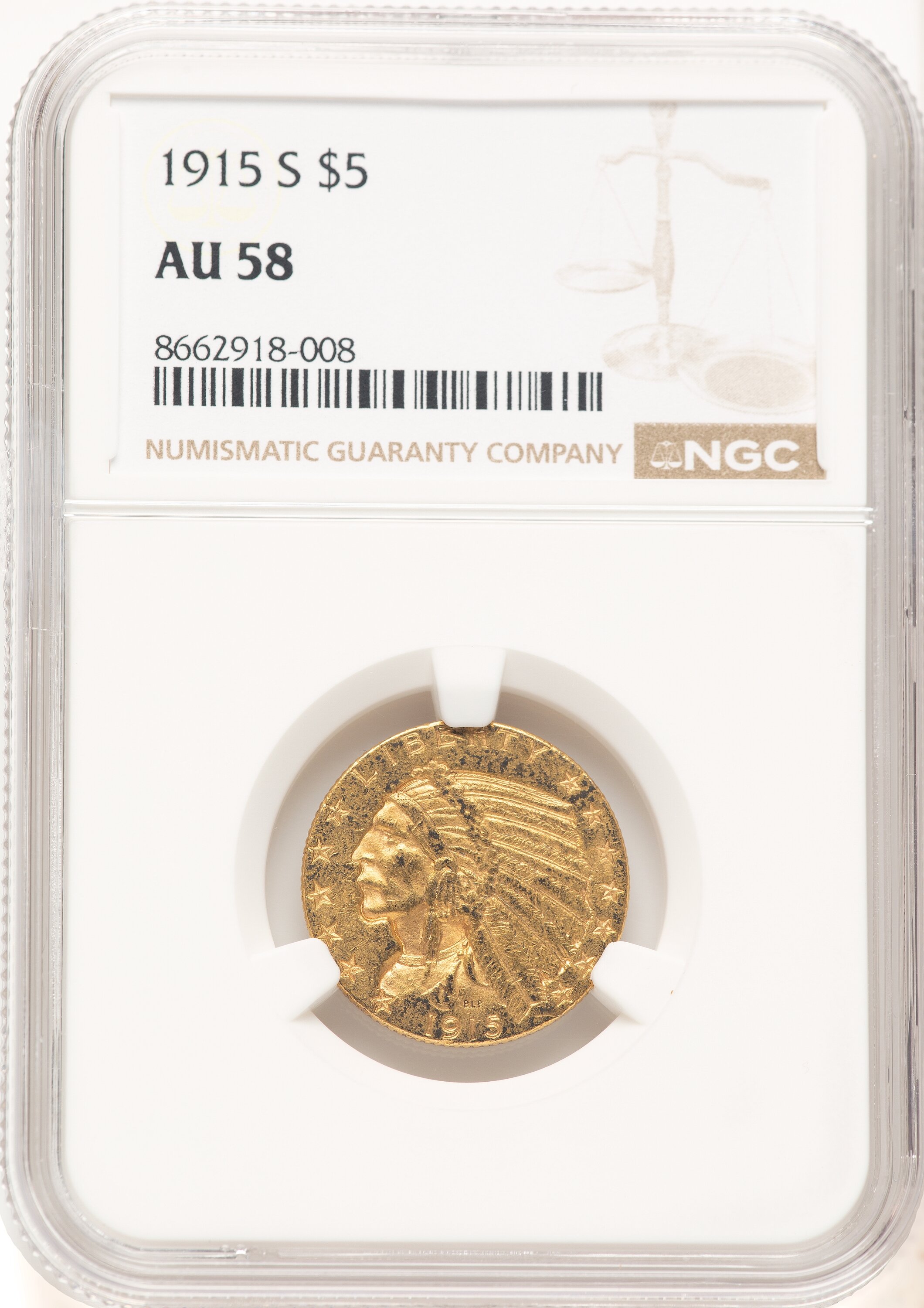 1915-S $5 58 NGC