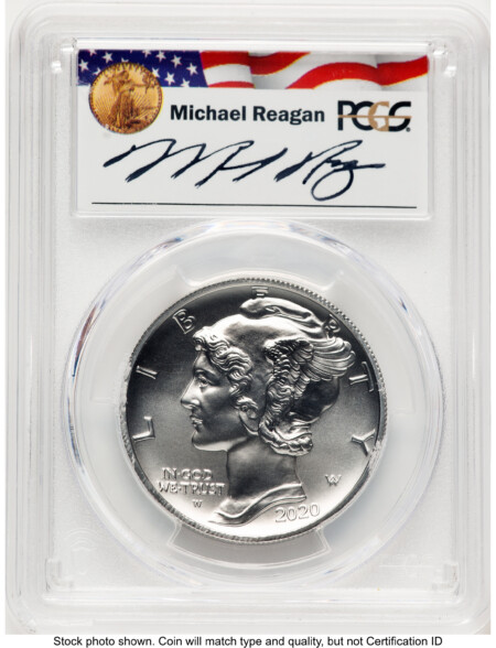 2020-W Palladium Eagle 1 oz Burnished FDI Reagan Legacy Series Michael Reagan 70 PCGS
