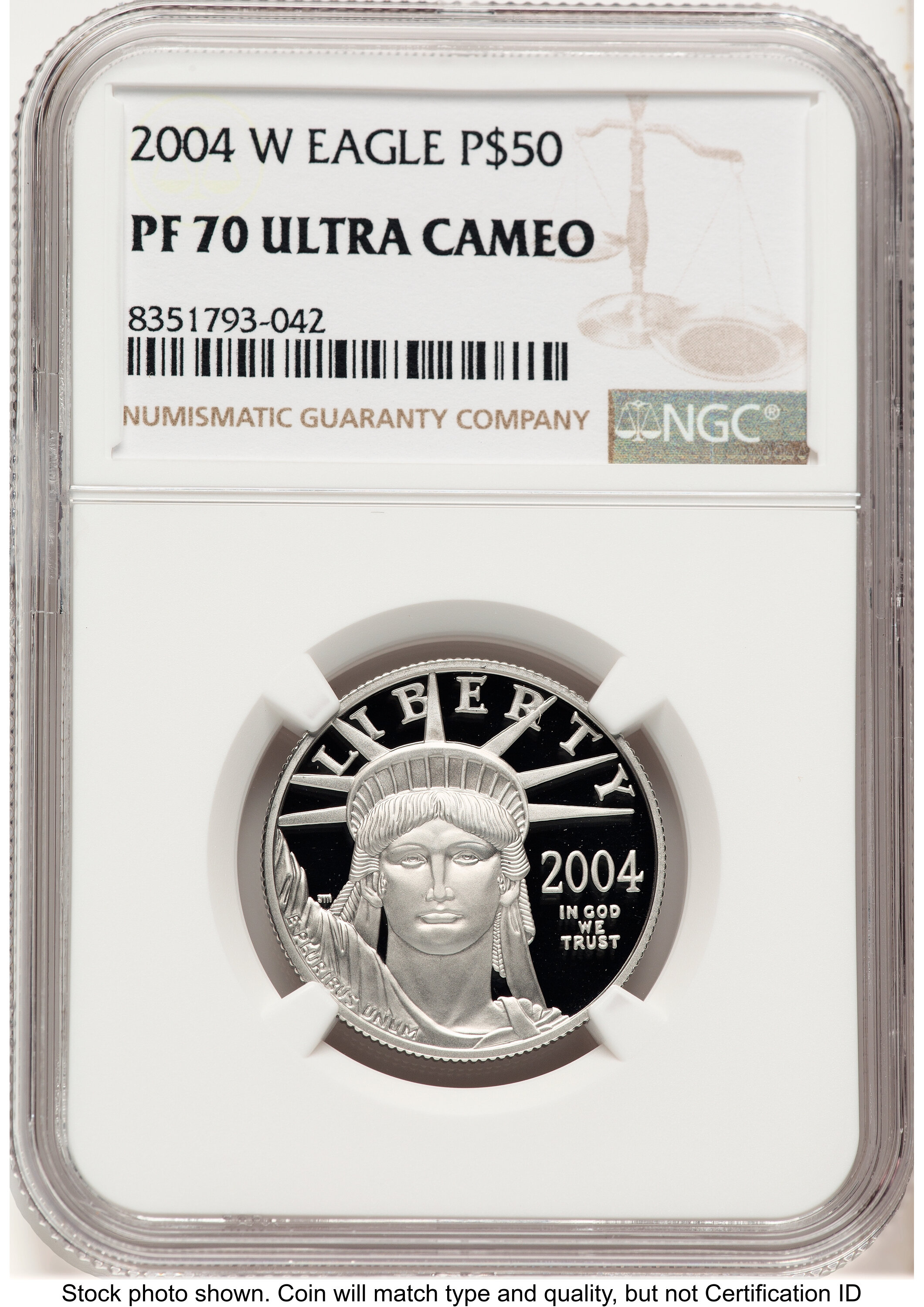 2004-W Proof Platinum Eagle 1/2 oz Brown Label 70 NGC