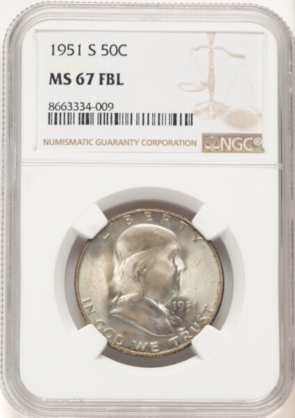 1951-S 50C, FL 67 NGC