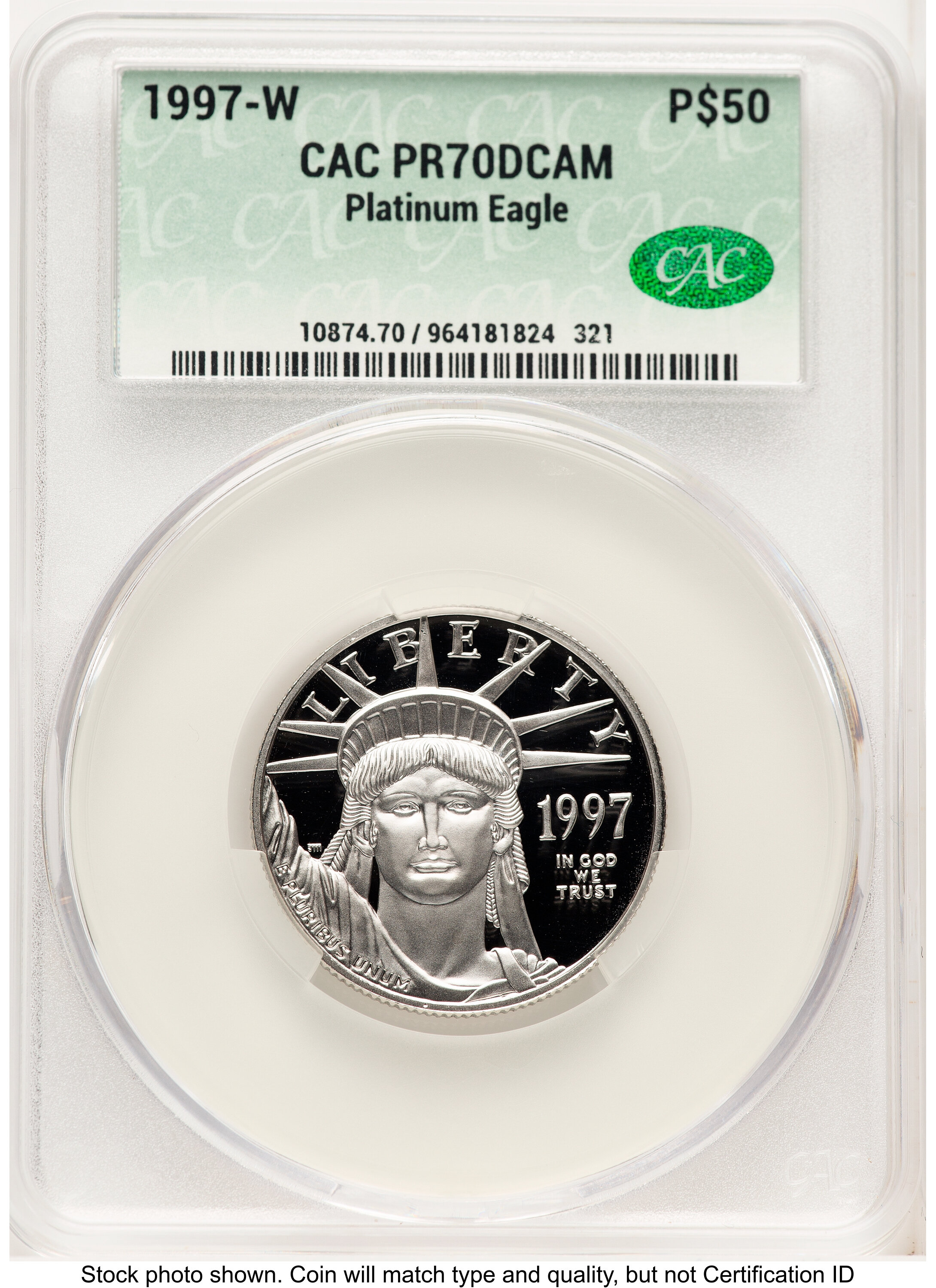 1997-W Proof Platinum Eagle 1/2 oz Non Designation 70 CACG