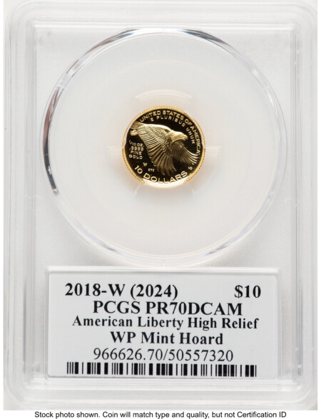 2018-W G$10 American Liberty High Relief, DC WP Mint Hoard David Hall 70 PCGS
