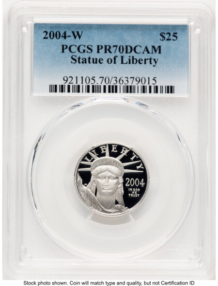 2004-W Proof Platinum Eagle 1/4 oz Blue Gradient 70 PCGS