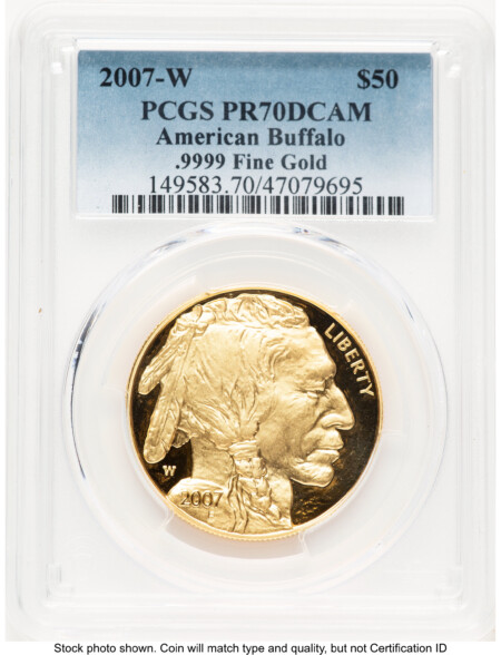 2007-W Proof Gold Buffalo 1 oz Blue Gradient 70 PCGS