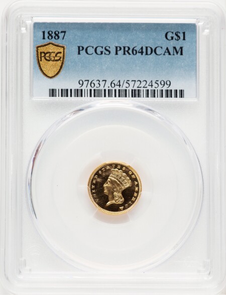 1887 G$1, DC PCGS Secure 64 PCGS