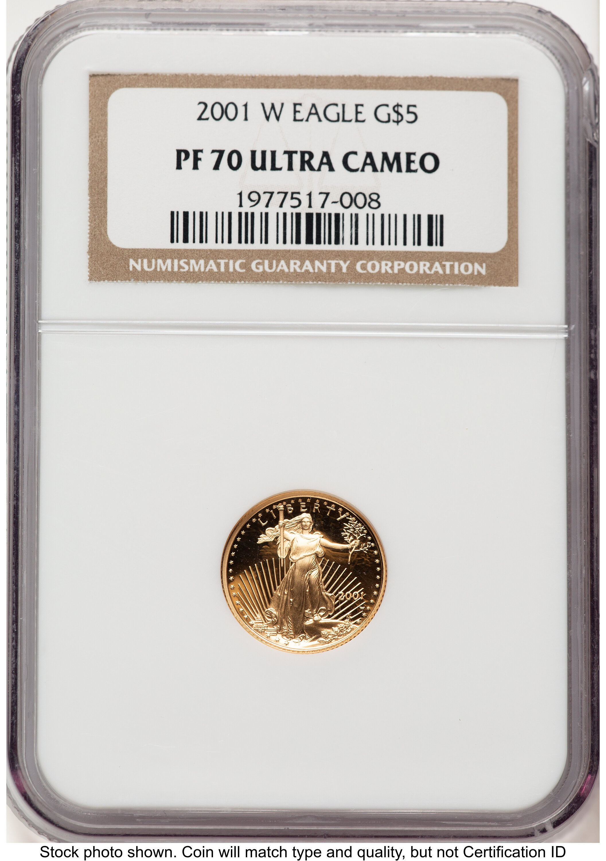 2001-W Proof Gold Eagle 1/10 oz Brown Label 70 NGC