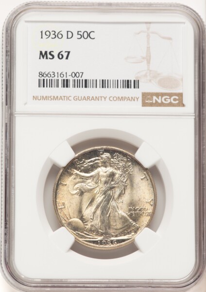 1936-D 50C, MS 67 NGC