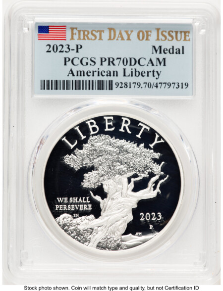 2023-P Silver American Liberty High Relief Medal FDI Flag 70 PCGS