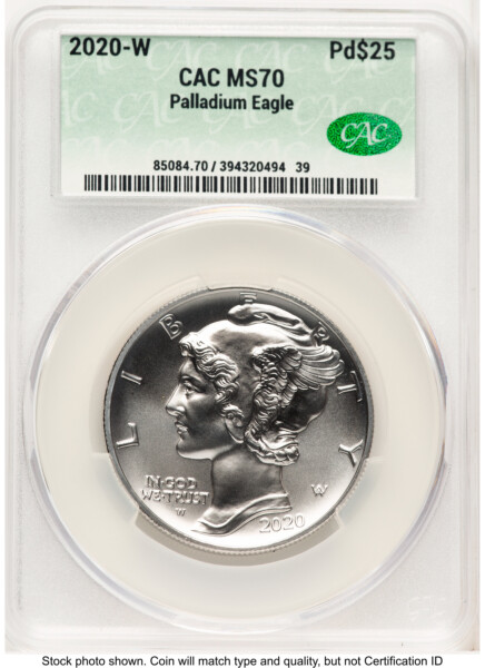 2020-W Palladium Eagle 1 oz Burnished Non Designation 70 CACG