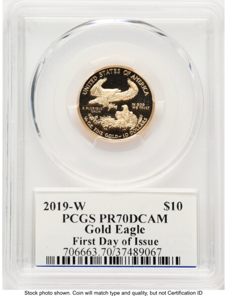 2019-W Proof Gold Eagle 1/4 oz FDI Ed Moy 70 PCGS