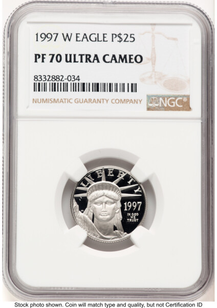 1997-W Proof Platinum Eagle 1/4 oz Brown Label 70 NGC