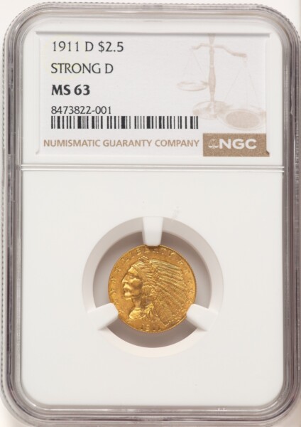 1911-D $2 1/2 63 NGC
