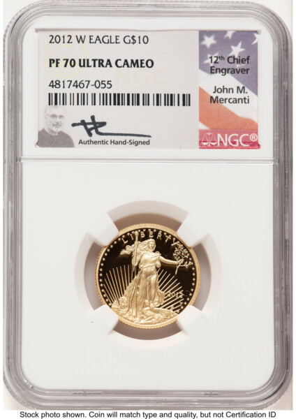 2012-W Proof Gold Eagle 1/4 oz John Mercanti 70 NGC