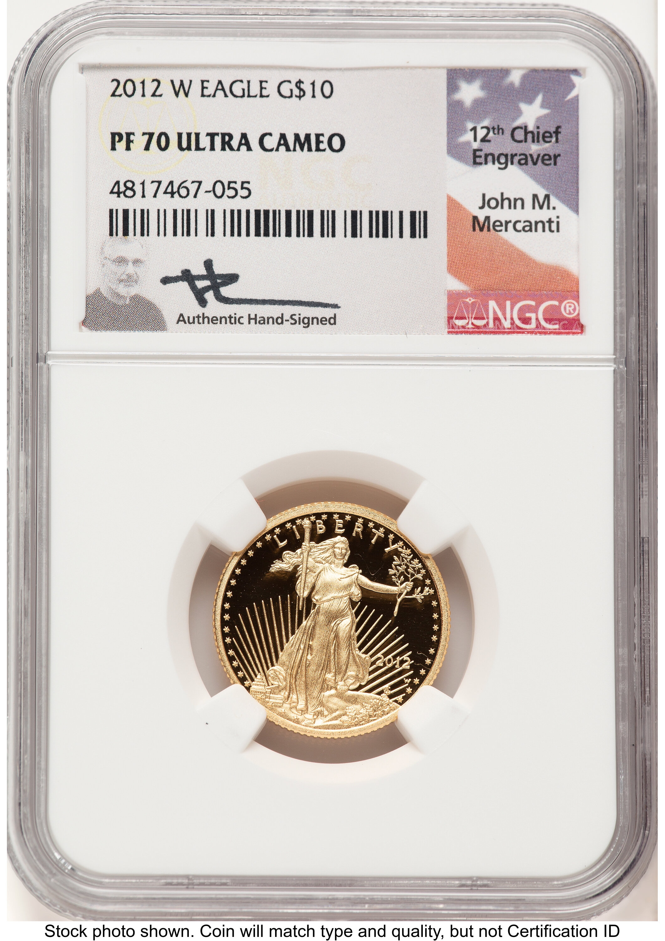 2012-W Proof Gold Eagle 1/4 oz John Mercanti 70 NGC