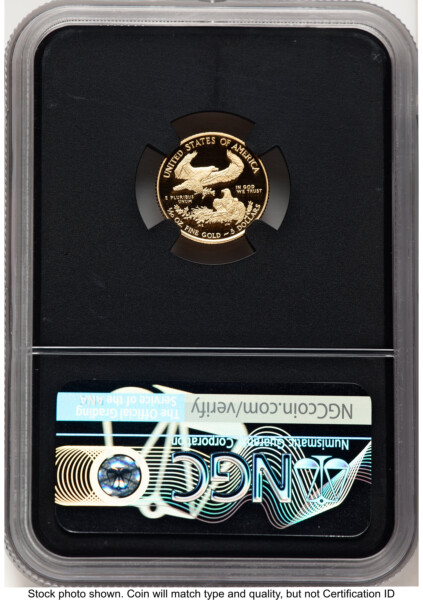 2014-W Proof Gold Eagle 1/10 oz Miles Standish Blk Core 70 NGC